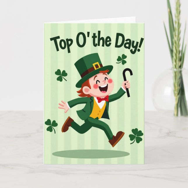 Leprechaun Joy Illustration Card Kort (Framsida)