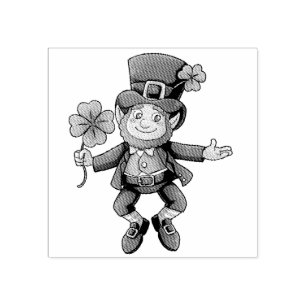 Leprechaun Jumping St. Patrick's Day Wood Block Stämpel
