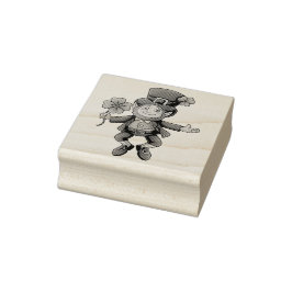 Leprechaun Jumping St. Patrick's Day Wood Block Stämpel