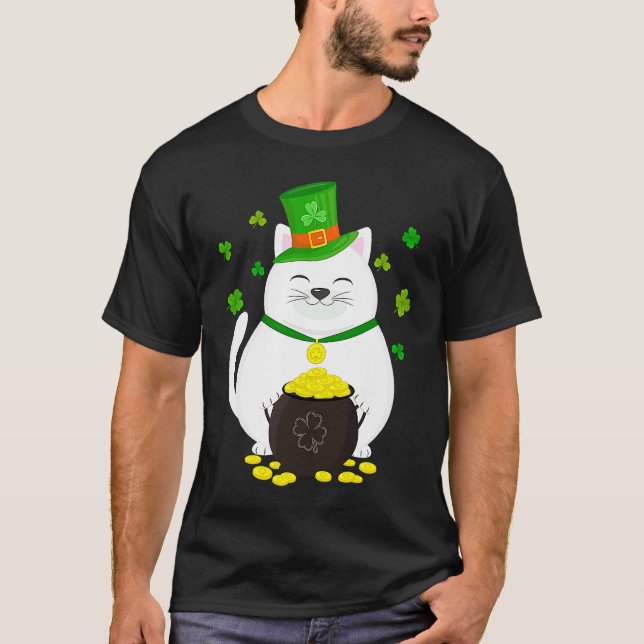 Leprechaun Katt St Patricks Day Grafik T Shirt (Framsida)