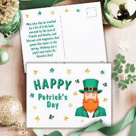 Leprechaun Klöver Shamrock Patrick's Day Helg Vykort