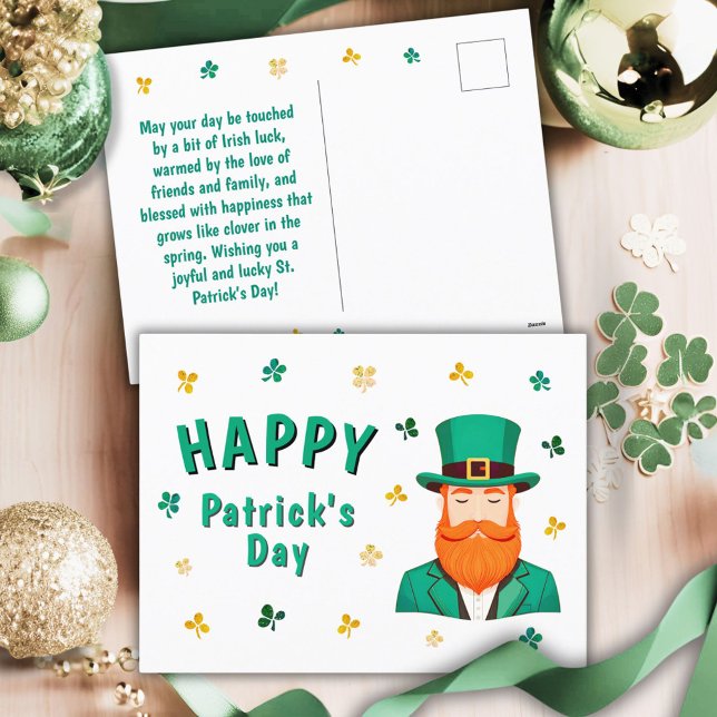 Leprechaun Klöver Shamrock Patrick's Day Helg Vykort (Skapare uppladdad)