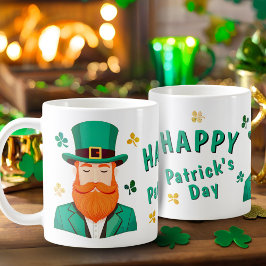 Leprechaun Klöver Shamrock Patrick's Day Kaffemugg
