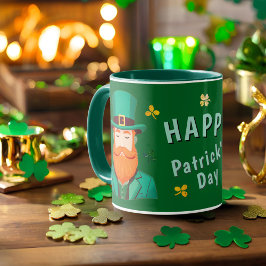 Leprechaun Klöver Shamrock Patrick's Day Mugg