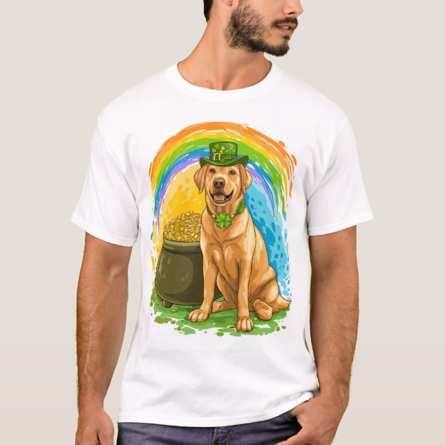 Leprechaun Lab � St. Patrick�s Day Hund T Shirt (Framsida)