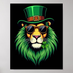 Leprechaun Lejon St. Patrick's Day Irländsk Shamro Poster