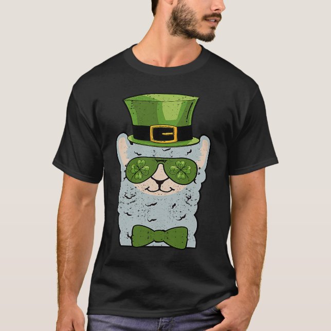 Leprechaun Llama Head Alpaca St patricks day Anima T Shirt (Framsida)