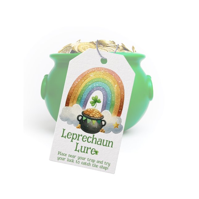 Leprechaun Lure, St patricks day Fällagn Presentetikett (Leprechaun Lure Gift Tag for St Patricks Day Leprechaun Traps Pot of Gold lucky )