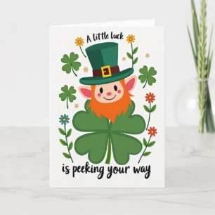 Leprechaun Lycka Falskt Guld Folie Kort