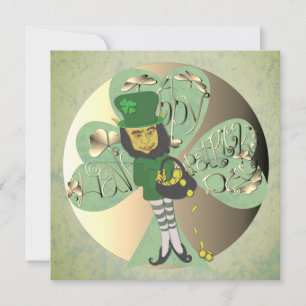 Leprechaun "Lycklig St. Patrick's Day" Tack Kort