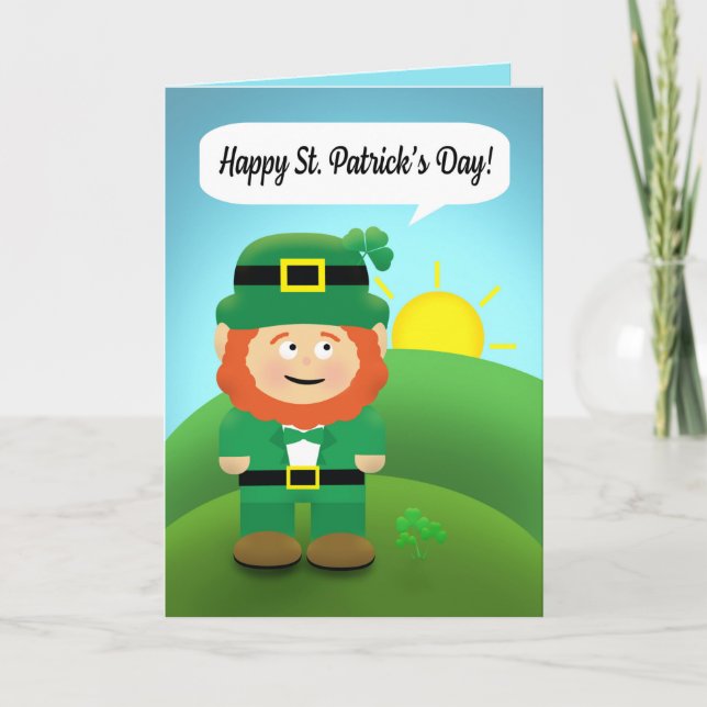 Leprechaun Lycklig St patrick's day utomhus Helgkort (Framsida)