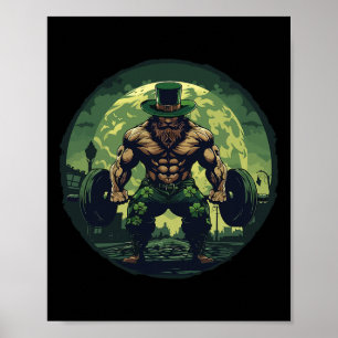 Leprechaun Lyktvikt Bodybuilding Gym St Pat Poster