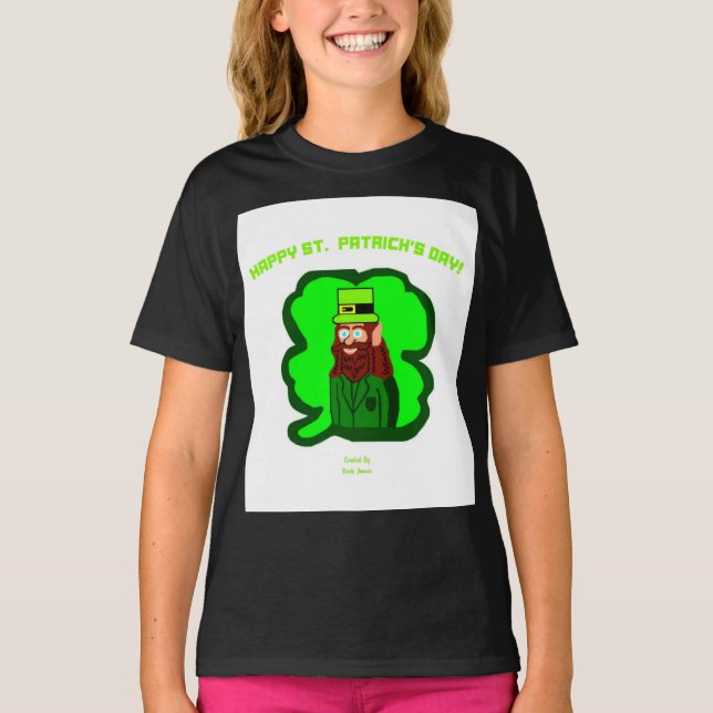 Leprechaun Magic Girls Black Basic T Shirt (Framsida)