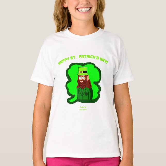 Leprechaun Magic Girls White Basic T Shirt (Framsida)