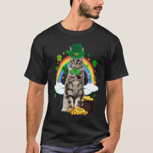 Leprechaun Maine Coon Katt Shamrock C St. Patrick' T Shirt