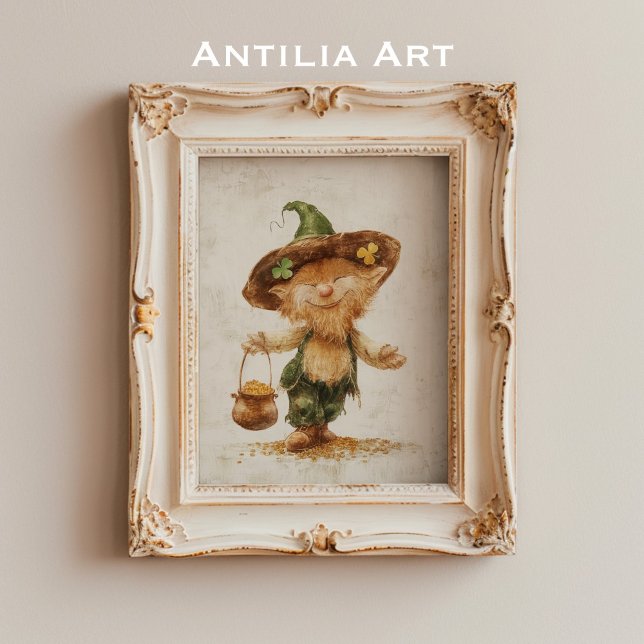 Leprechaun med Pot of Guld Painting St Patrick's Poster (Skapare uppladdad)