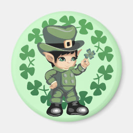 Leprechaun med Shamrocks Magnet