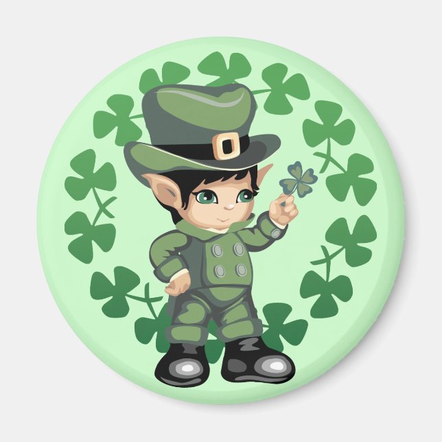 Leprechaun med Shamrocks Magnet (Framsidan)