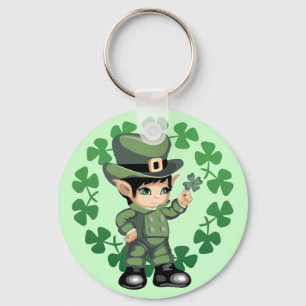 Leprechaun med Shamrocks Nyckelring