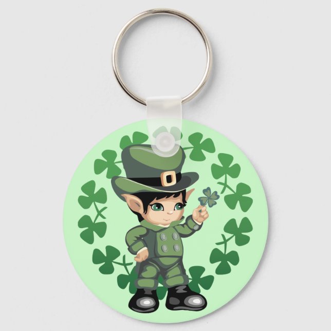 Leprechaun med Shamrocks Nyckelring (Framsida)