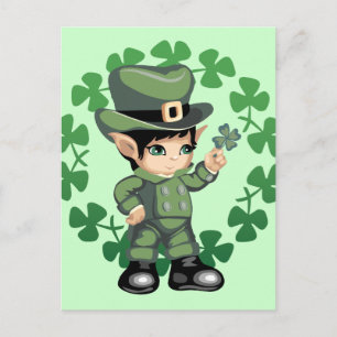 Leprechaun med Shamrocks Vykort