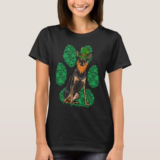 Leprechaun Miniature Pinscher St Patricks Day Sham T Shirt (Framsida)