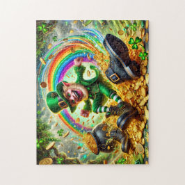 Leprechaun Mischief, Playful Irish Scene, Gold Pussel