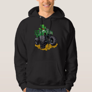 Leprechaun Monster Lastbil Shamrock St Patrick Day Hoodie