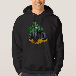 Leprechaun Monster Lastbil Shamrock St Patrick Day Hoodie