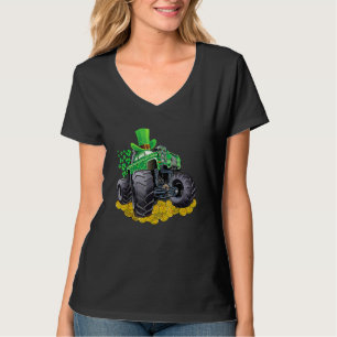 Leprechaun Monster Lastbil Shamrock St Patrick Day T Shirt