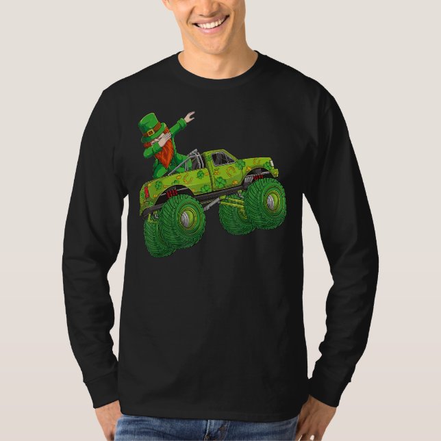 Leprechaun Monster Lastbil St patricks day Lucky B T Shirt (Framsida)