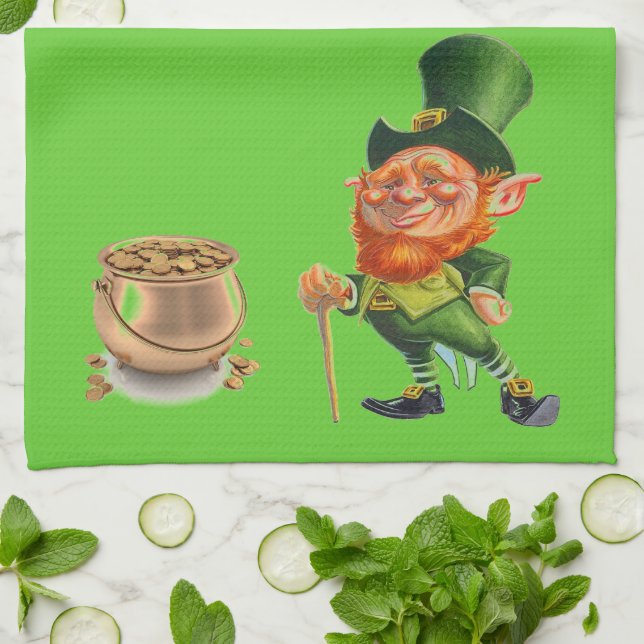 LEPRECHAUN OCH GULDGRYTA handduk Kökshandduk (Vikta)