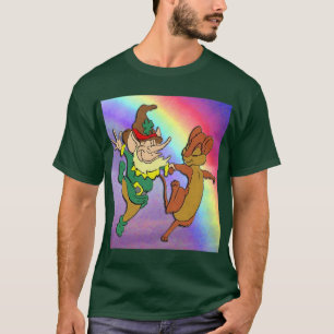 Leprechaun och Mouse Dancing with Rainbow T-Shirt