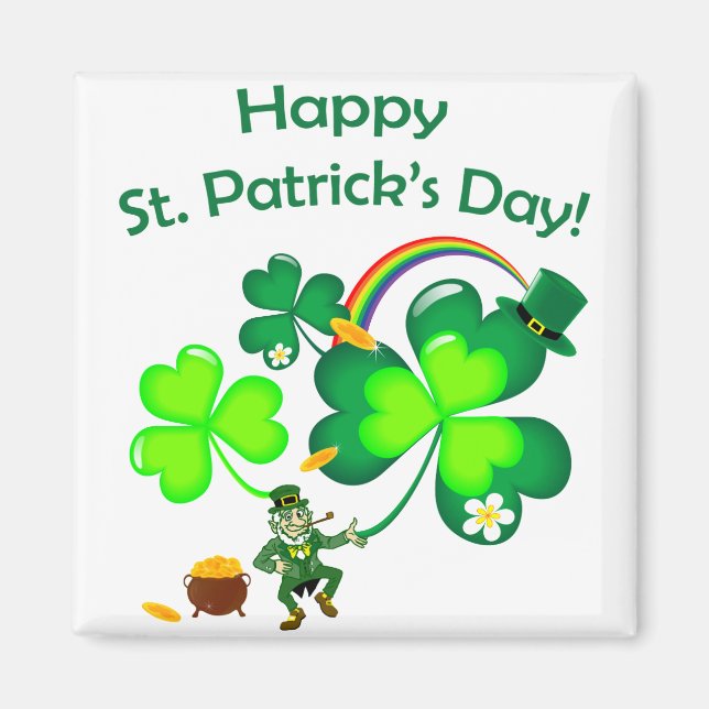 Leprechaun och Shamrock Magnet (Framsidan)