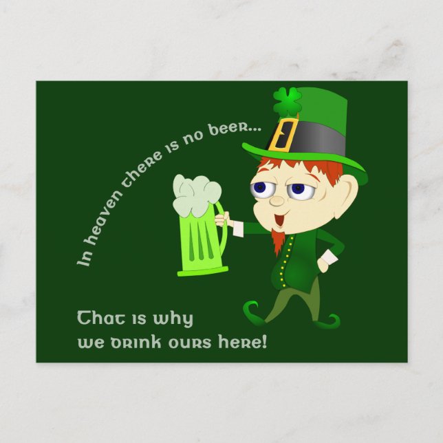 Leprechaun Öl St. Patrick's Day Postkort Vykort (Framsida)