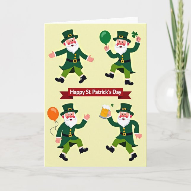 Leprechaun Pattern St Patricks Day Card Kort (Framsida)