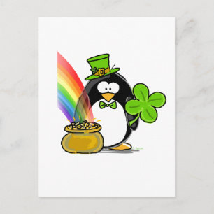 Leprechaun Penguin Vykort