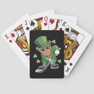 Leprechaun Played Hockey St patrick's day Irish Casinokort