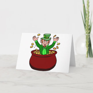 Leprechaun-pot Lycklig i St patricks day, Guld Myn Kort
