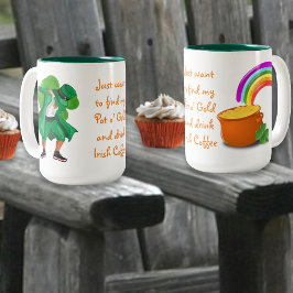 Leprechaun Pot o'Guld Rainbow Irish Coffee Två-Tonad Mugg
