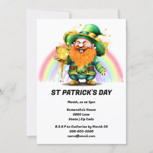 Leprechaun-potten av guld-regnbågens irländska tur inbjudningar