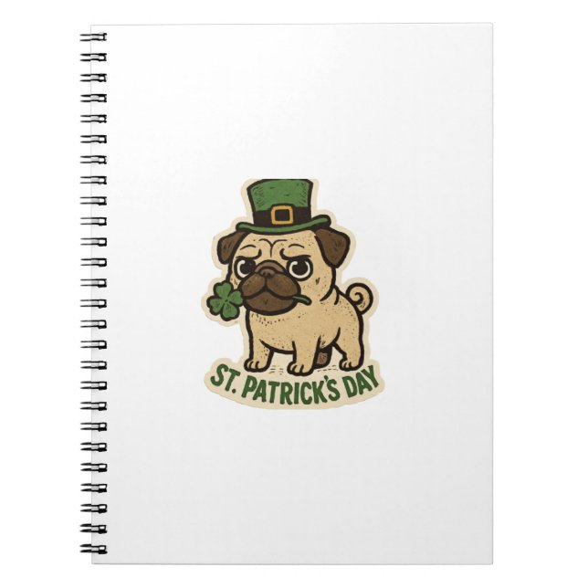 Leprechaun Pug St.Patrick's Day Anteckningsbok (Framsidan)