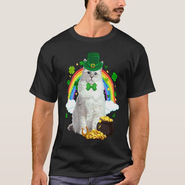 Leprechaun Ragdoll Katt Shamrock C Saint Patrick's T Shirt (Framsida)