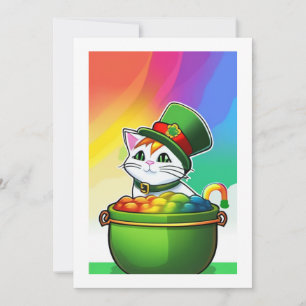 Leprechaun Rainbow Cat Julkort