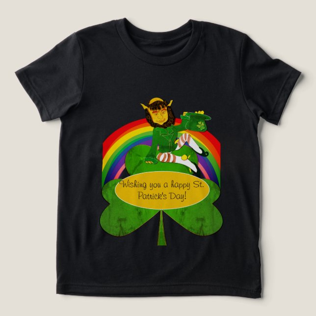 Leprechaun rainbow St. Patrick's T Shirt (Design Framsida)