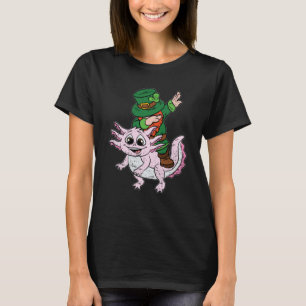 Leprechaun Riding Axolotl St patricks day Irish Sa T Shirt