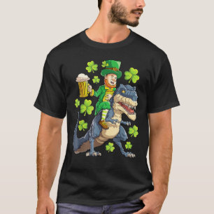 Leprechaun Riding Dinosaur Rex St patricks day Man T Shirt