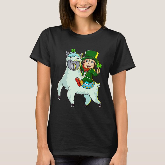 Leprechaun Riding Llama Shirt Funny St Patricks Da T (Framsida)