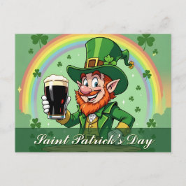 Leprechaun’s Cheers Beneath the Rainbow Vykort