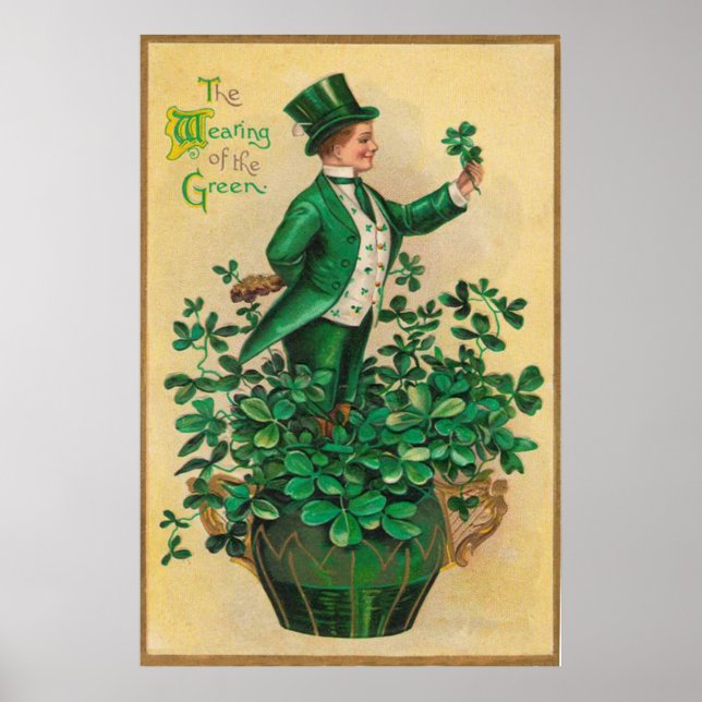 Leprechaun Shamrock Clay Pipe Harp of Erin Poster (Framsidan)